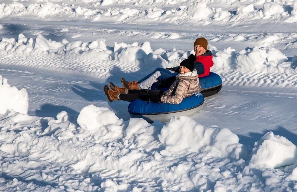 Play in the snow at Snow Island at Margaritaville at Lanier Islands